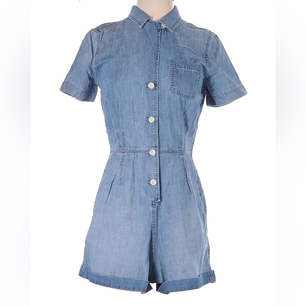 J. Crew Light Blue Denim Short Romper
